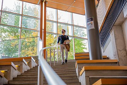 Man walking down the stairs 