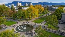 UBC Vancouver aerial image of the main mall on a sunny day